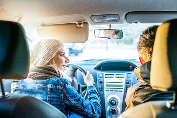 Woman driving car — Stock Photo, Image