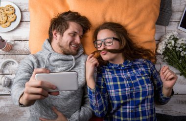 Couple in love. Studio shot.