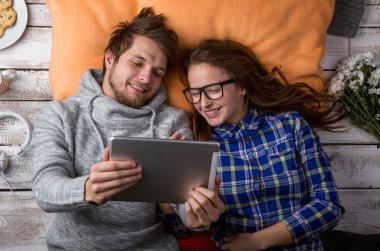 Couple in love. Studio shot.