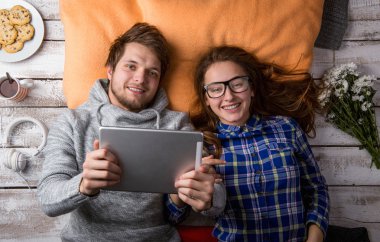 Couple in love. Studio shot.