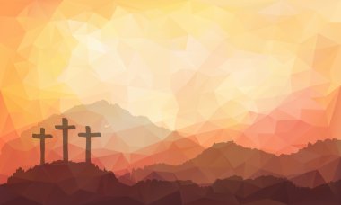 Easter scene with cross. Jesus Christ. Watercolor vector illustration clipart