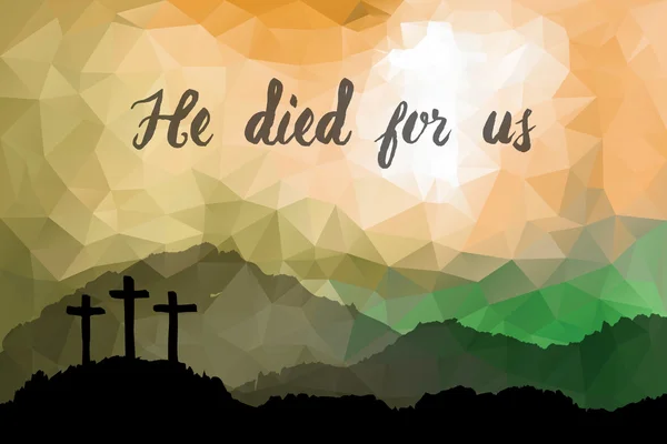 Easter scene with cross. Jesus Christ. Polygonal vector design. — Stock Vector
