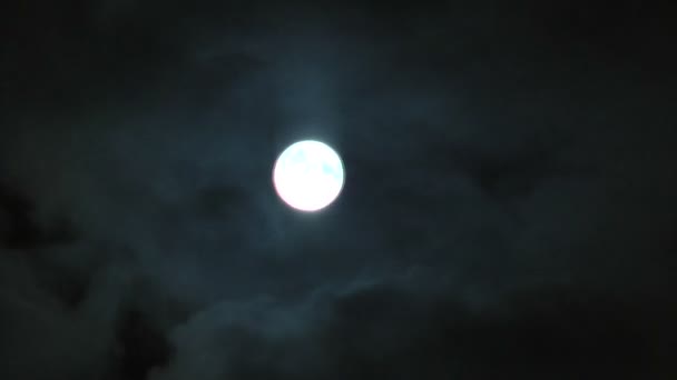 Full Moon nocnym niebie jezioro Bajkał. — Wideo stockowe