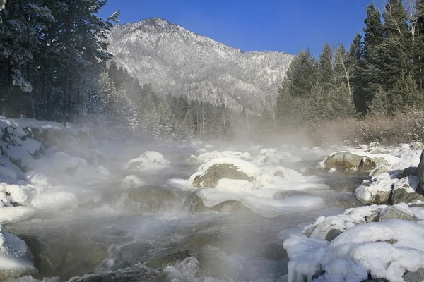 Fluxo de montanha inverno . — Fotografia de Stock