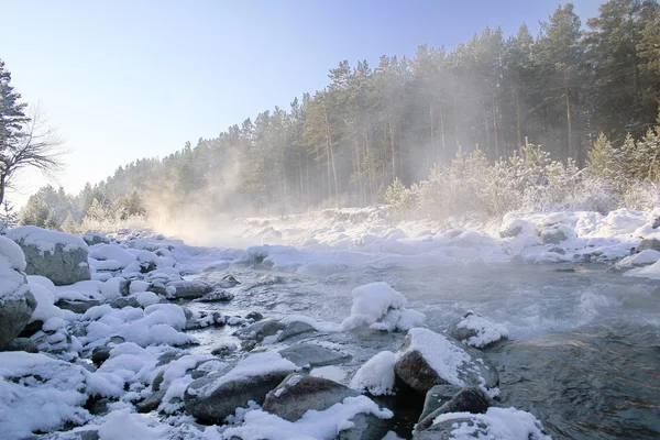 Fluxo de montanha inverno . — Fotografia de Stock