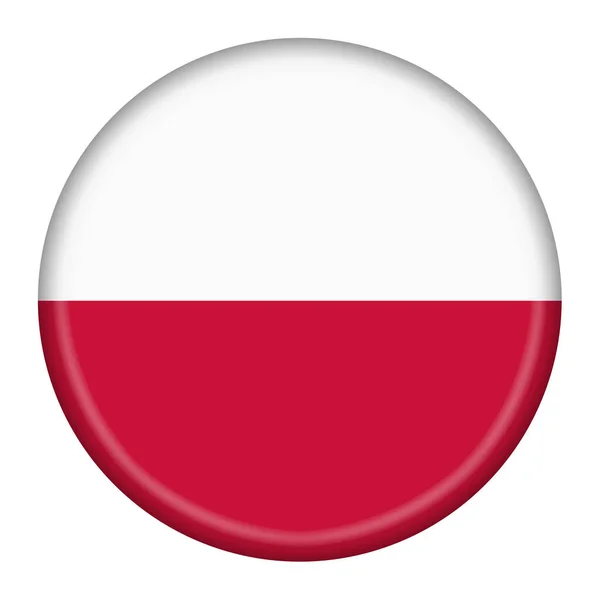 Polen flagga knapp 3D-illustration med klippbana — Stockfoto