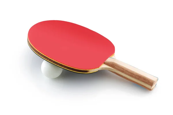 Tennis de table ping-pong batte pagaie avec balle sur blanc — Photo