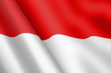 Endonezya 'nın dalgalanan bayrağı 3D illüstrasyon rüzgar dalgalanması