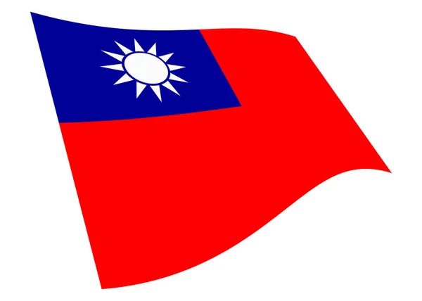 Taiwan Viftande Flagga Grafik Isolerad Vitt Med Klippning Väg Illustration — Stockfoto