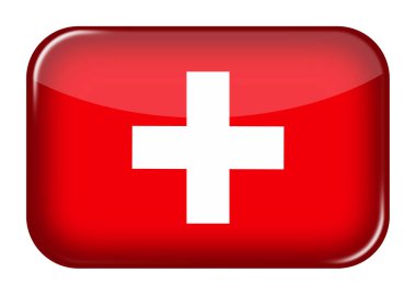 Bir İsviçre web simge dikdörtgen düğmesi kırpma yolu 3d illüstrasyon