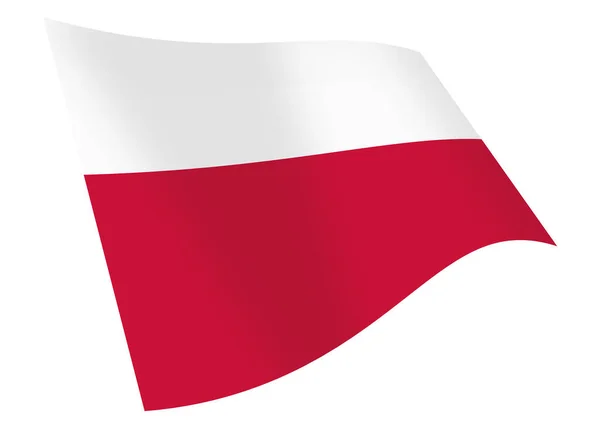 Μια Πολωνία Κυματίζει Σημαία Γραφικών Που Απομονώνονται Λευκό Περικοπή Διαδρομή — Φωτογραφία Αρχείου