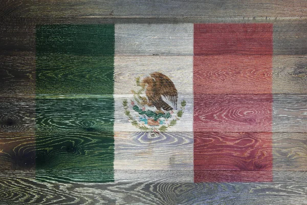 Mexico Flag Rustic Old Wood Surface Backgroun — Stock Photo, Image