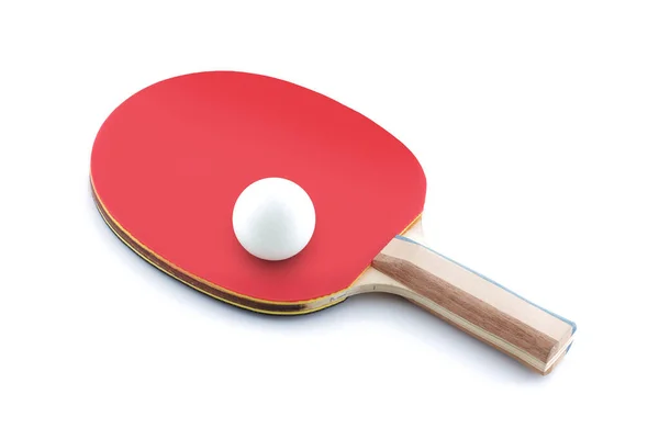 Une Balle Ping Pong Reposant Sur Une Batte Tennis Table — Photo