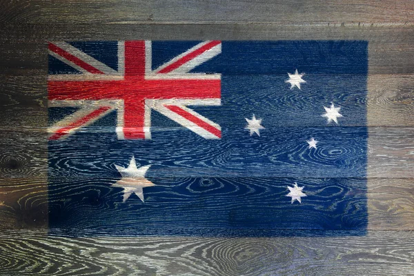 Bandera de Australia sobre fondo rústico de madera vieja —  Fotos de Stock