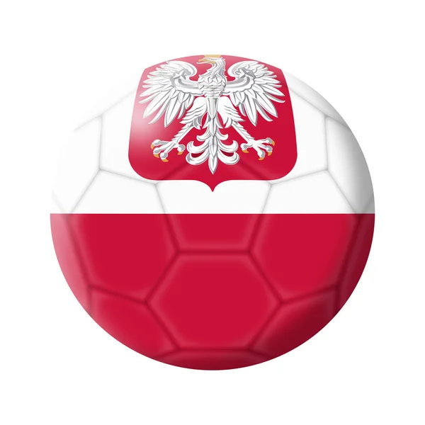 Ballon Football Polonais Illustration Isolé Sur Blanc Avec Chemin Coupe — Photo
