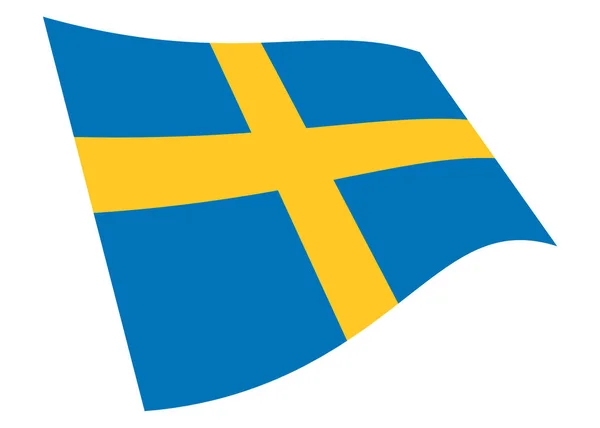 Svédország hullámzó zászló grafikus elszigetelt fehér nyírás útvonal 3d illusztráció — Stock Fotó