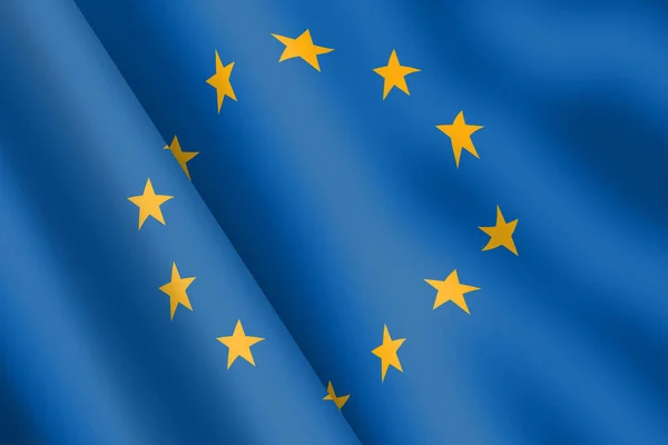 欧盟飘扬的旗帜3D说明风向的波纹 — 图库照片
