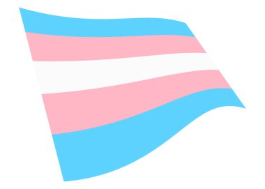 Transseksüel bayrak sallama grafiği kırpma yolu 3d illüstrasyonla beyazda izole edildi