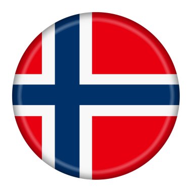 kırpma yolu ile Norveç bayrağı 3d illüstrasyon düğmesi