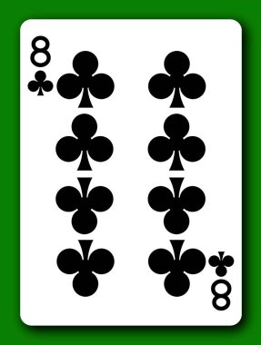 Kulüplerin 8 'li kartı kesme yolu ile arka plan ve gölge 3 boyutlu illüstrasyonları kaldırır