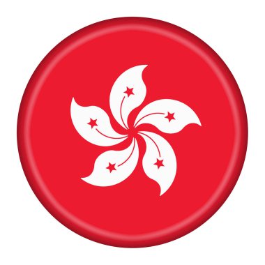 Hong Kong bayrak düğmesi kırpma yolu ile 3d illüstrasyon