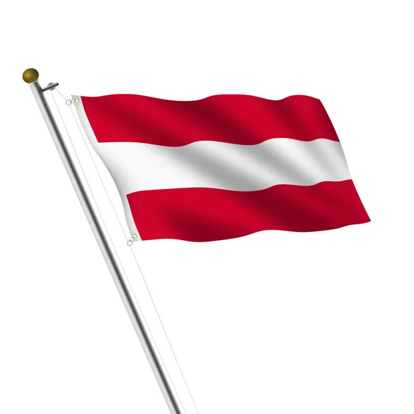 Austria Flagpole 3d illustration on white with clipping path — Stock Photo, Image