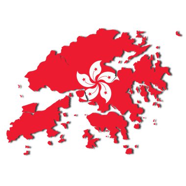 Gölge 3d illüstrasyonunu kaldırmak için kırpma yolu olan beyaz arkaplan üzerindeki Hong Kong haritası
