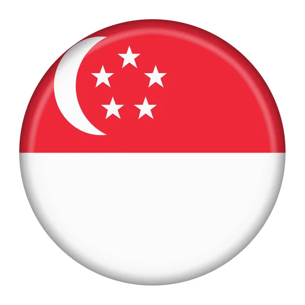 Singapur bayrak düğmesi kırpma yolu ile 3d illüstrasyon
