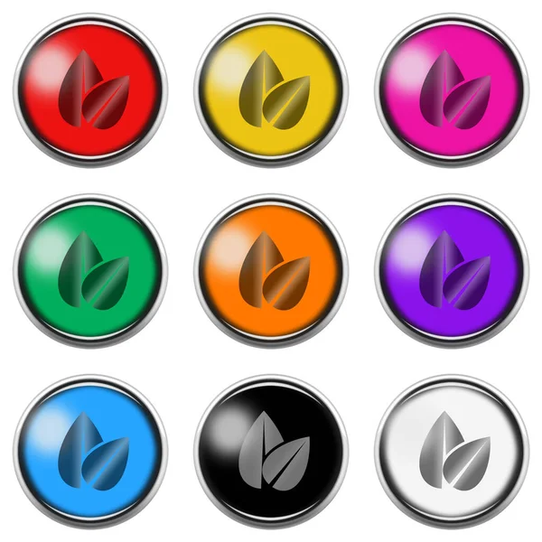 Leaf sign button icon set isolated on white with clipping path 3d illustration — Stockfoto