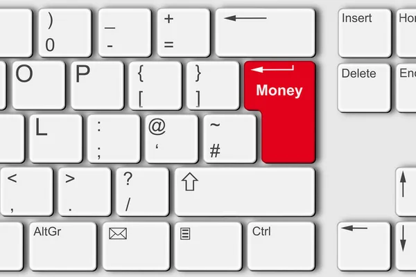 Money concept PC computer keyboard 3d illustration — Stock Photo, Image