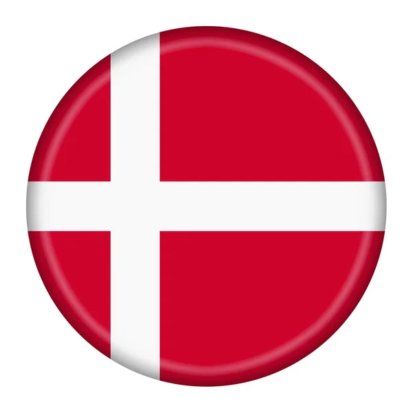 Bouton drapeau Danemark illustration 3d avec chemin de coupure — Photo