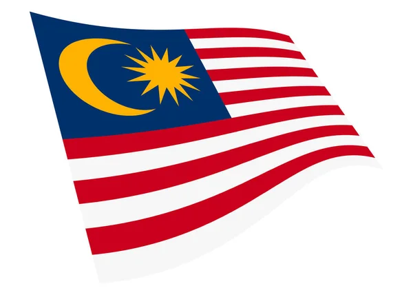 Malaysia viftar flagga 3D-illustration isolerad på vit med klippbana — Stockfoto