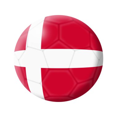 Danimarka futbol topu 3d illüstrasyon kırpma yolu ile beyaz üzerine izole