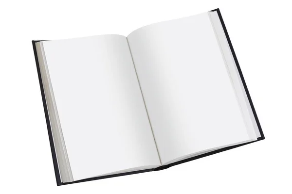 クリッピングパス付きホワイトの平易なページで本を開く — ストック写真