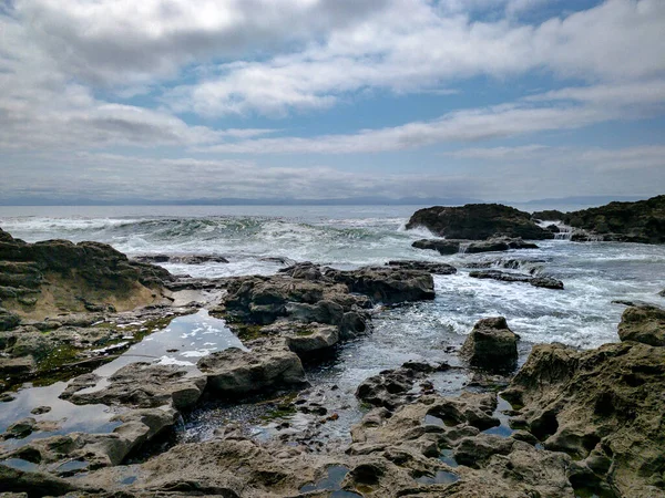 Tidepools in sandstone, Botanical Beach, BC, Kanada — Stockfoto