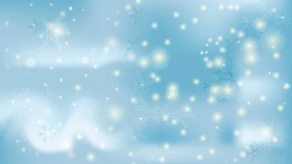 Abstracte Achtergrond Sneeuwvlokken Lichtjes Een Blauw Witte Achtergrond — Stockvector