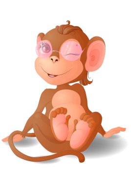 Pembe gözlüklü komik maymun.