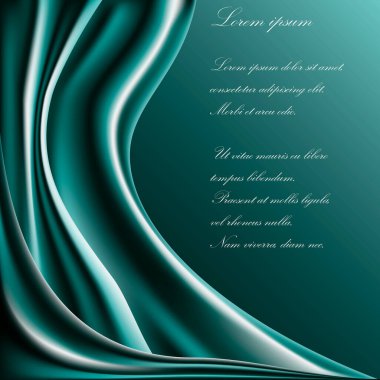 Yeşil kumaş kıvrımları ve yeşil arka planda harfler. Soyut arkaplan.