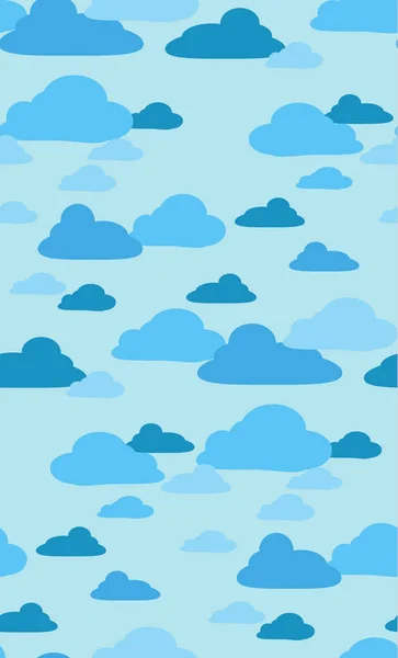 Nahtloses Muster Blaue Wolken Auf Hellblauem Hintergrund — Stockvektor
