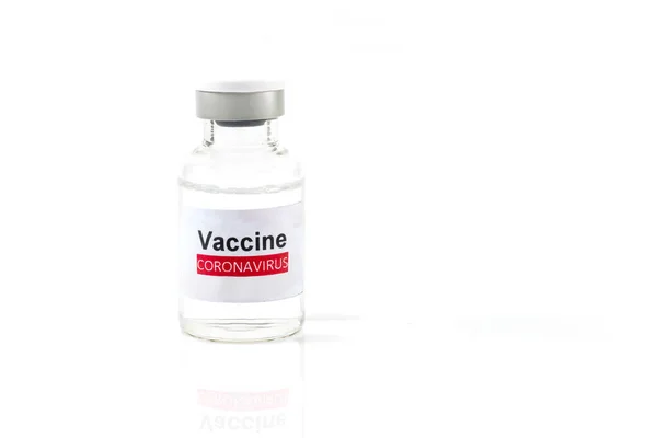 Flacone Vaccino Antivirale Siringa Medica Backgroun Bianco — Foto Stock