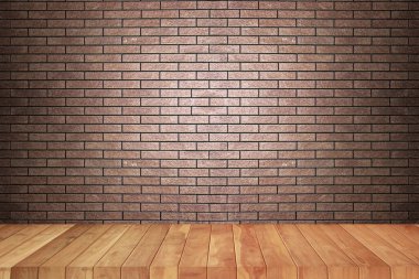 tuğla zeminde ahşap bir teras.