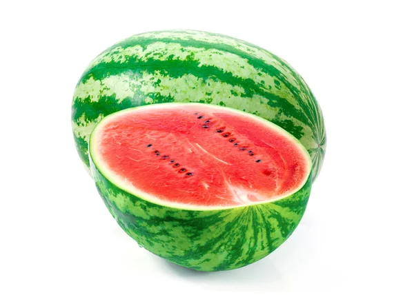 Fruit Watermelon Cut Half White Ground Stock Photo