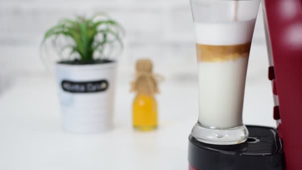 Café Leite Latte Espuma Bebida Quente — Vídeo de Stock