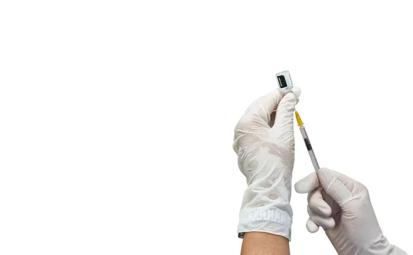 Συγκρατεί Σύριγγα Υγρό Εμβόλιο Λευκό Backgroun — Φωτογραφία Αρχείου