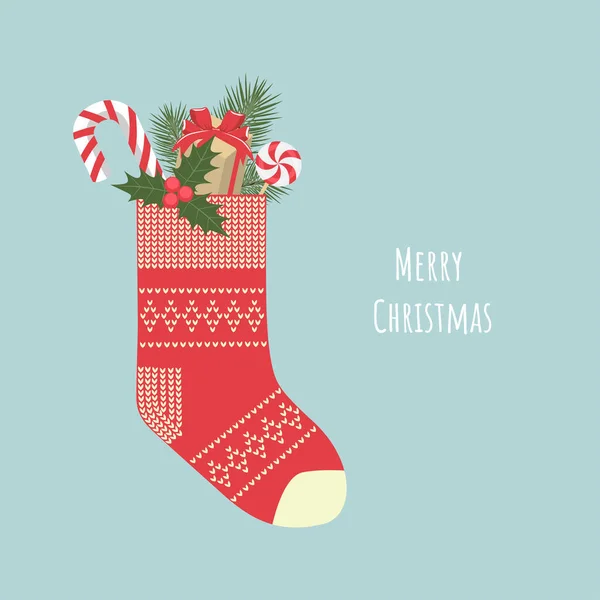 Διανυσματική Εικόνα Χριστουγεννιάτικης Κάλτσας Δώρα Χριστουγεννιάτικες Ευχές — Διανυσματικό Αρχείο