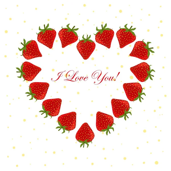 Herz Aus Erdbeeren Gestaltungselemente Für Karten Flyer Banner — Stockvektor