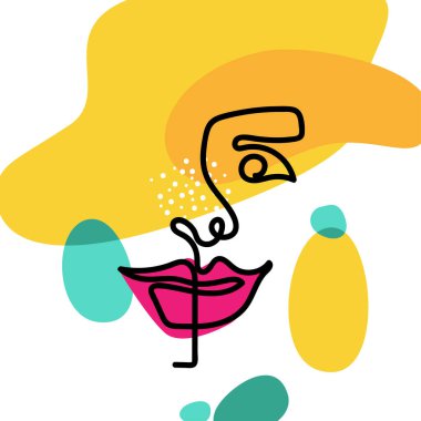 Modern soyut tarzda bir kadın portresi. Yazdırma, pankart, kartpostal için tasarım.