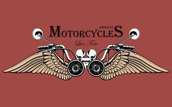 Volant Moto Avec Ailes Conception Pour Impression Emblème Bannière Image — Image vectorielle