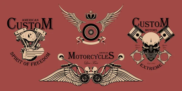 Een Set Motorische Emblemen Ontwerp Voor Emblemen Merken Banners Flyers — Stockvector
