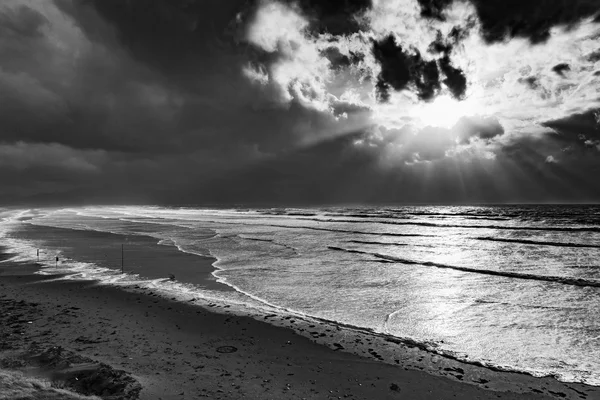 Schwarz-Weiß-Foto vom Strand — Stockfoto